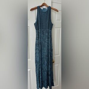 Chic Grey/Blue Floral Maxi Dress